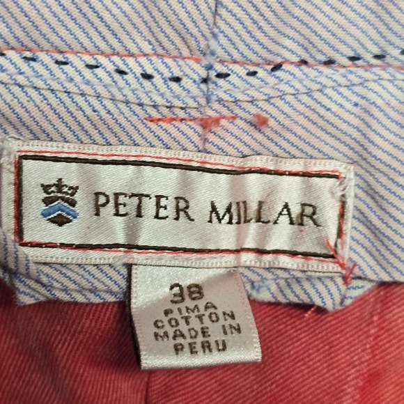 Peter Millar Pants Men 38 (Fits 34x33) Red Straight‎ Chino Pima Cotton Twill - Picture 7 of 13